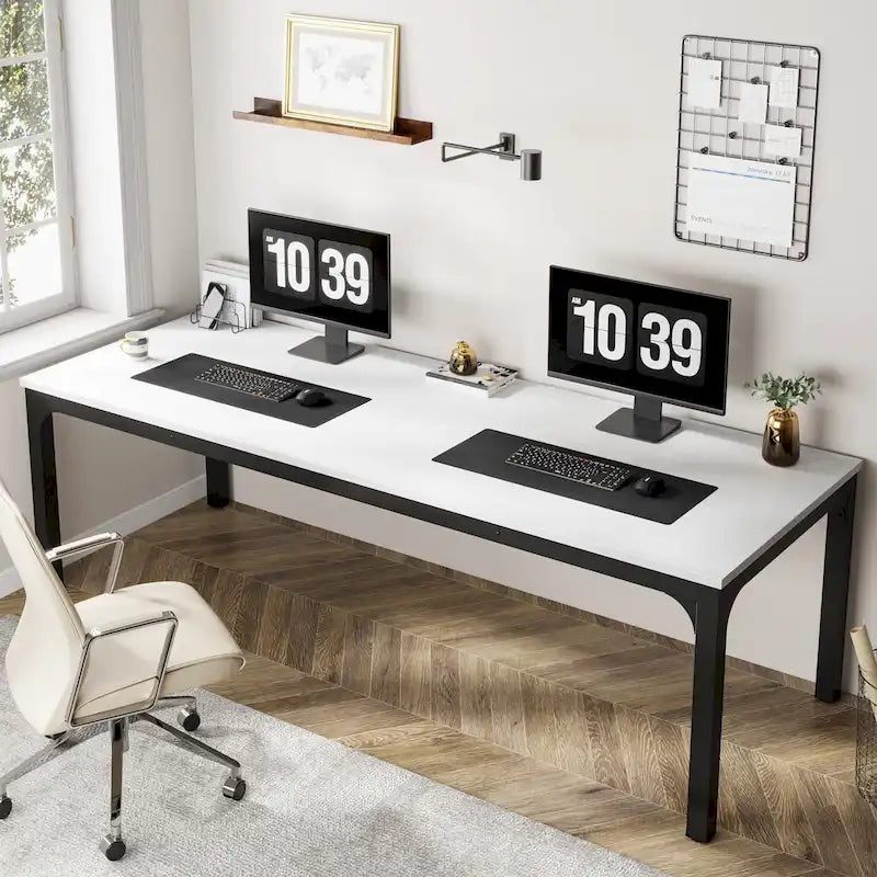 Bureau d'ordinateur double extra-long de 200 cm pour 2 personnes, pour bureau à domicile