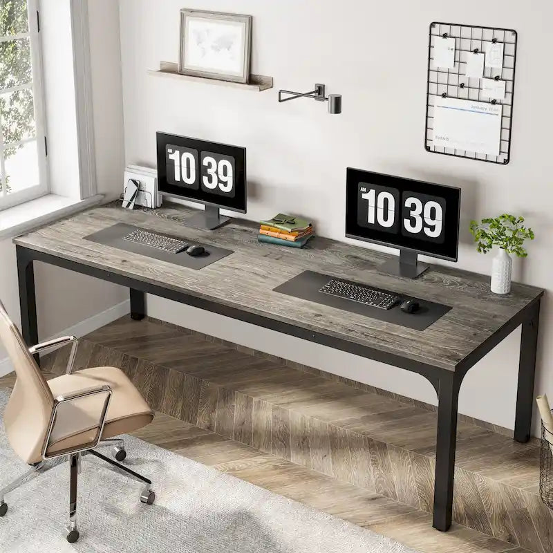 Bureau d'ordinateur double extra-long de 200 cm pour 2 personnes, pour bureau à domicile