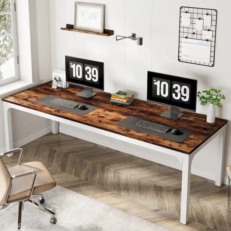 Bureau d'ordinateur double extra-long de 200 cm pour 2 personnes, pour bureau à domicile