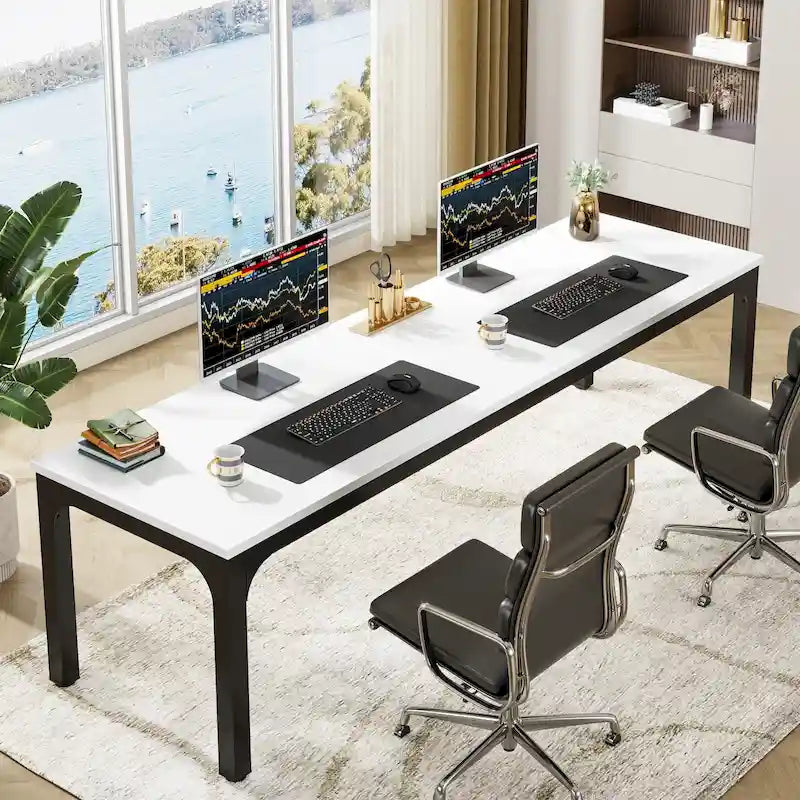 Bureau d'ordinateur double extra-long de 200 cm pour 2 personnes, pour bureau à domicile