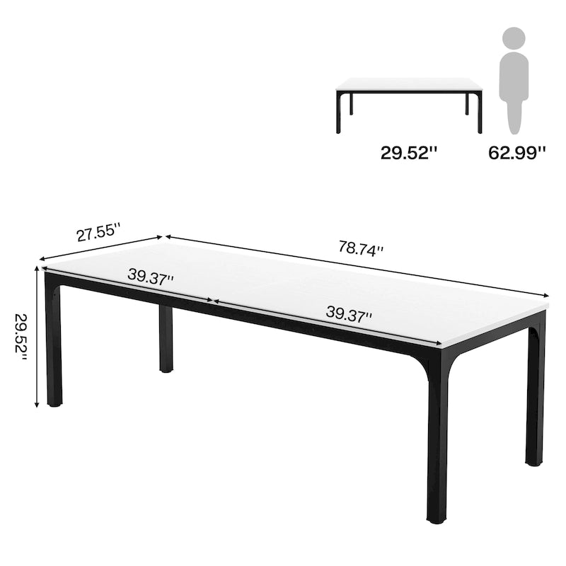 Bureau d'ordinateur double extra-long de 200 cm pour 2 personnes, pour bureau à domicile