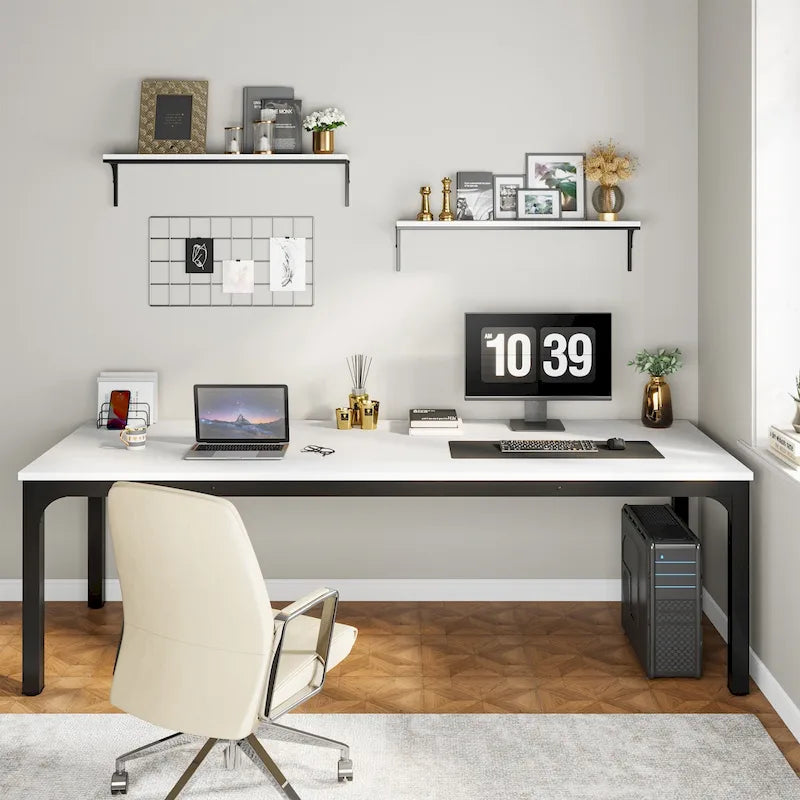 Bureau d'ordinateur double extra-long de 200 cm pour 2 personnes, pour bureau à domicile