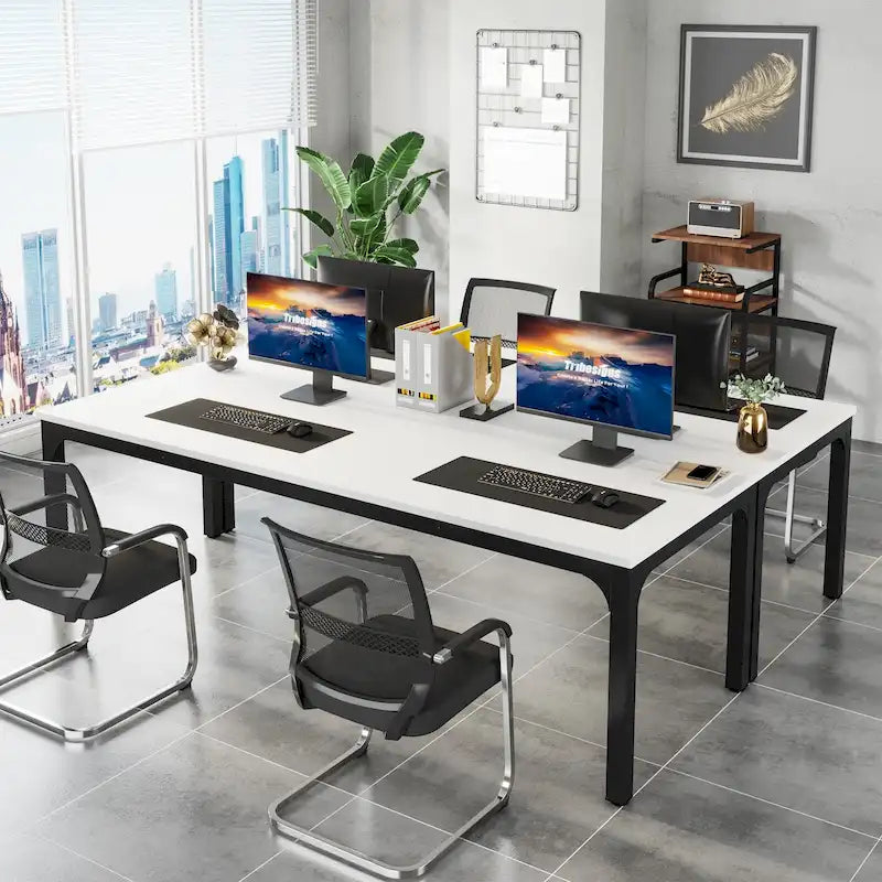 Bureau d'ordinateur double extra-long de 200 cm pour 2 personnes, pour bureau à domicile