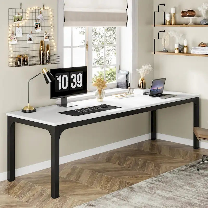 Bureau d'ordinateur double extra-long de 200 cm pour 2 personnes, pour bureau à domicile