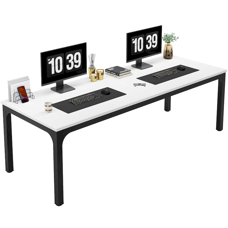 Bureau d'ordinateur double extra-long de 200 cm pour 2 personnes, pour bureau à domicile
