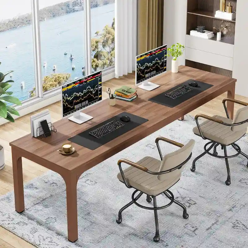 Bureau d'ordinateur double extra-long de 200 cm pour 2 personnes, pour bureau à domicile