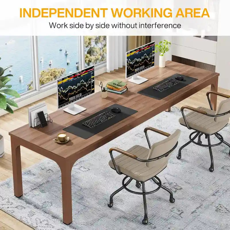Bureau d'ordinateur double extra-long de 200 cm pour 2 personnes, pour bureau à domicile