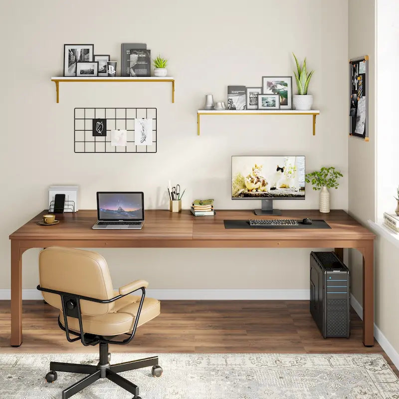 Bureau d'ordinateur double extra-long de 200 cm pour 2 personnes, pour bureau à domicile