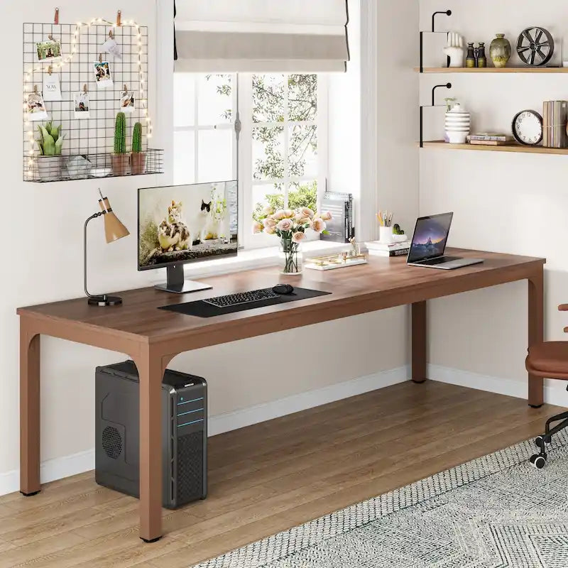 Bureau d'ordinateur double extra-long de 200 cm pour 2 personnes, pour bureau à domicile