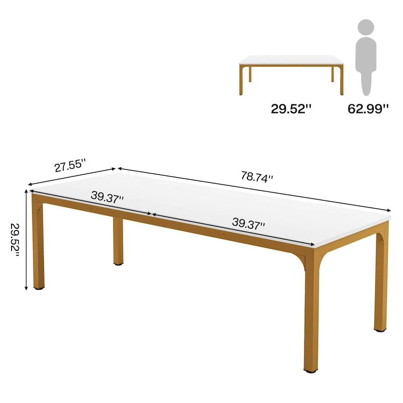 Bureau d'ordinateur double extra-long de 200 cm pour 2 personnes, pour bureau à domicile