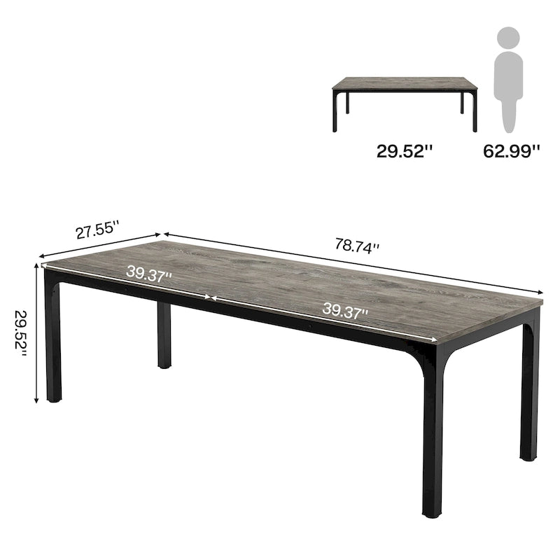 Bureau d'ordinateur double extra-long de 200 cm pour 2 personnes, pour bureau à domicile