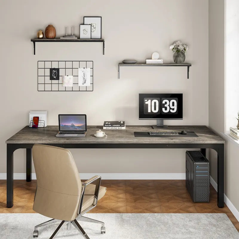 Bureau d'ordinateur double extra-long de 200 cm pour 2 personnes, pour bureau à domicile