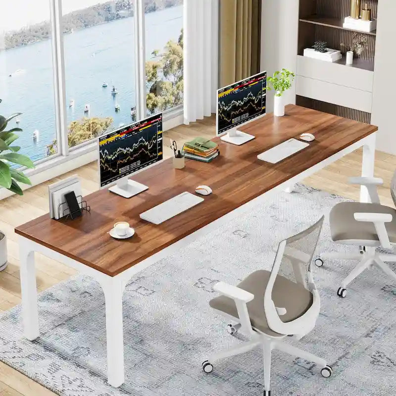 Bureau d'ordinateur double extra-long de 200 cm pour 2 personnes, pour bureau à domicile