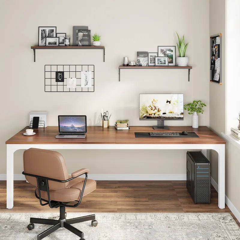 Bureau d'ordinateur double extra-long de 200 cm pour 2 personnes, pour bureau à domicile
