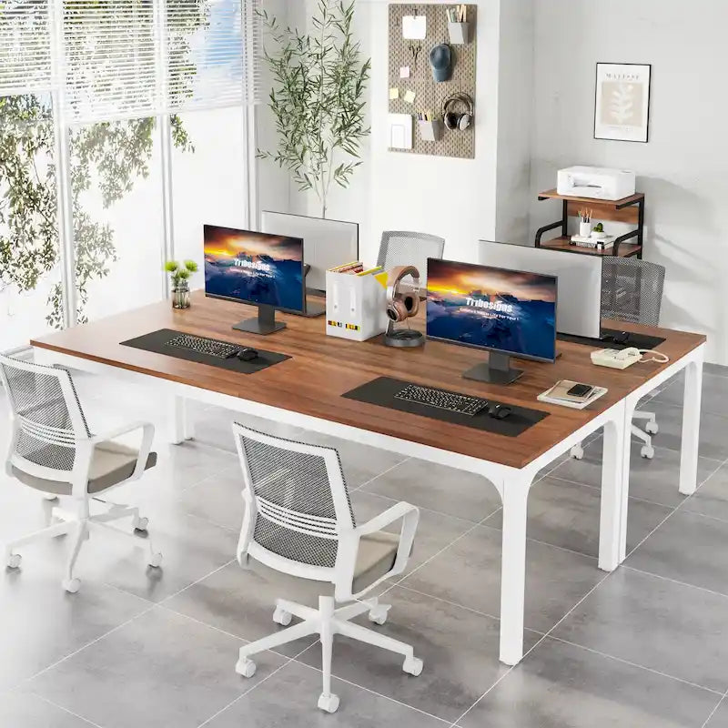 Bureau d'ordinateur double extra-long de 200 cm pour 2 personnes, pour bureau à domicile