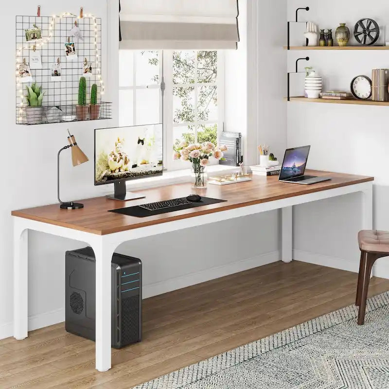 Bureau d'ordinateur double extra-long de 200 cm pour 2 personnes, pour bureau à domicile