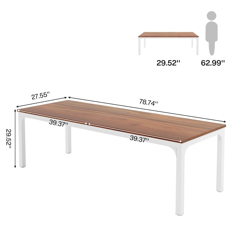 Bureau d'ordinateur double extra-long de 200 cm pour 2 personnes, pour bureau à domicile