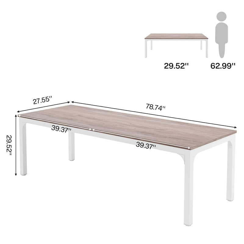 Bureau d'ordinateur double extra-long de 200 cm pour 2 personnes, pour bureau à domicile