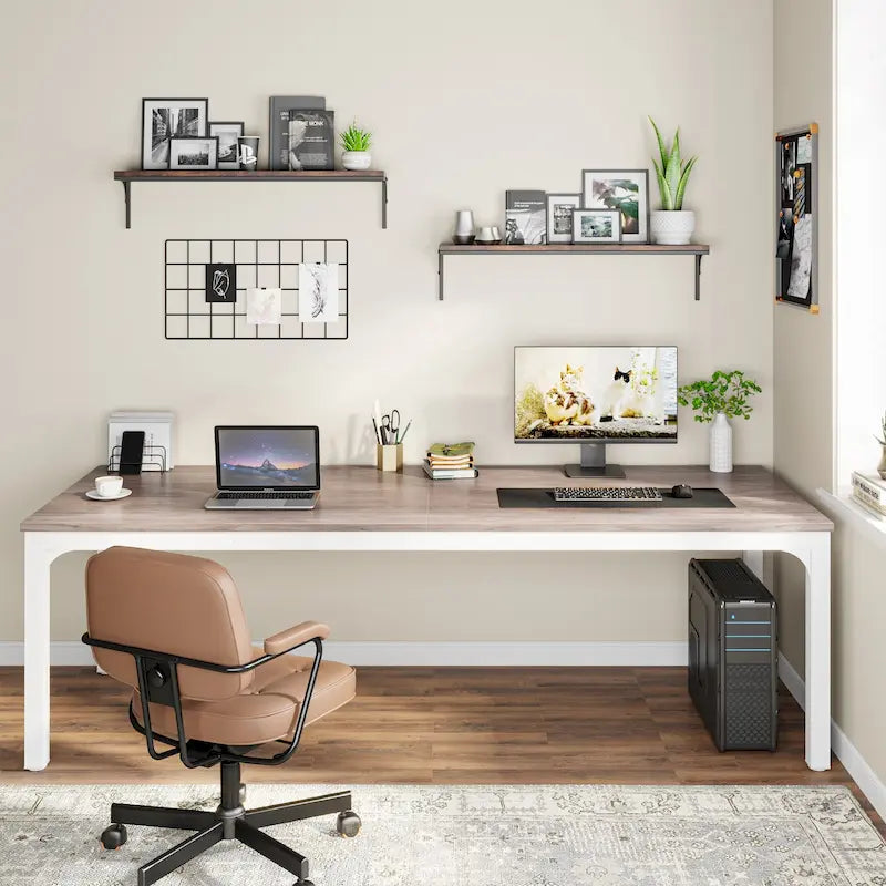 Bureau d'ordinateur double extra-long de 200 cm pour 2 personnes, pour bureau à domicile