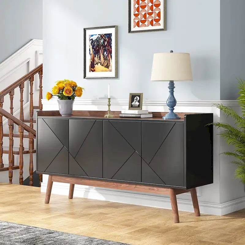 55-inch Kitchen Sideboard Buffet Cabinet with Storage Coffee Bar Cabinet with Doors - N/A