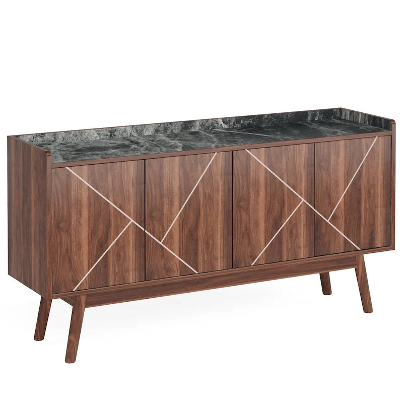 Bahut de cuisine de 55 pouces avec rangement, buffet de bar à café avec portes - N/A