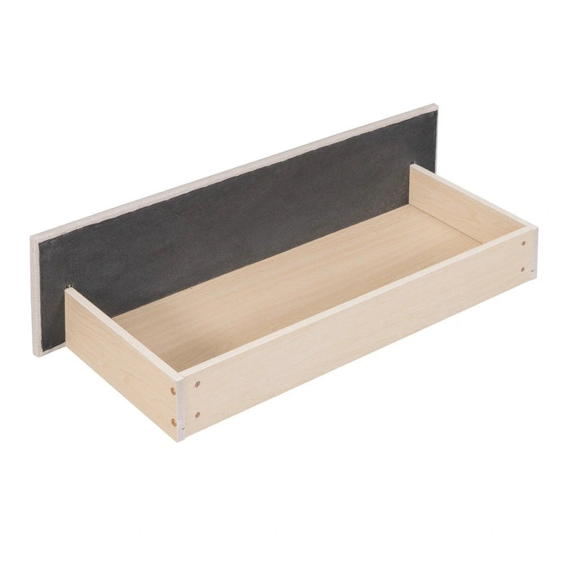 Lit de Repos Rembourré en Tissu de Lin avec 2 Tiroirs de Rangement et Cadre de Canapé-Lit Jumeau & Dossier Rembourré, Aucun Sommier Tapissier Requis