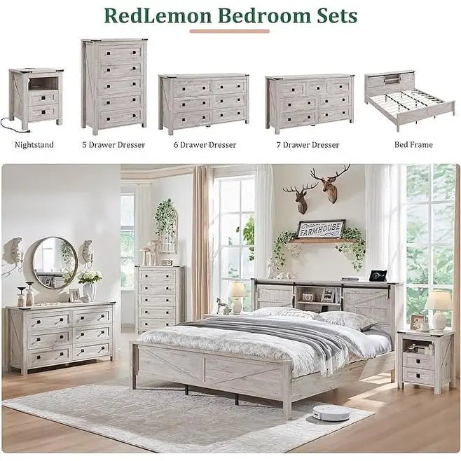 Commode rustique à 7 tiroirs, commode en bois, organiseur de commodes