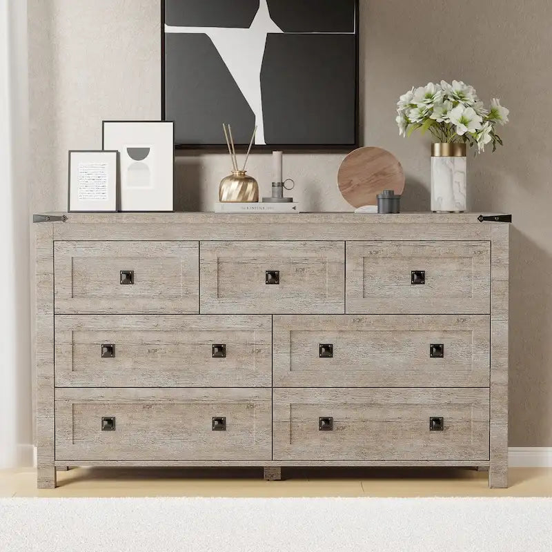 Commode rustique à 7 tiroirs, commode en bois, organiseur de commodes