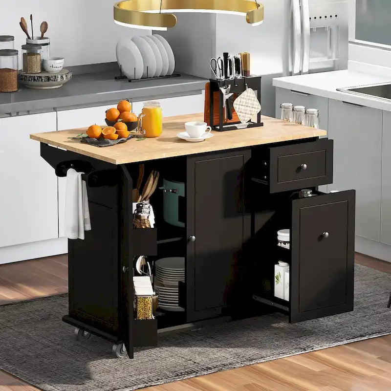 A Mobile Kitchen Island,Storage, Adjustable Shelves, Wheels