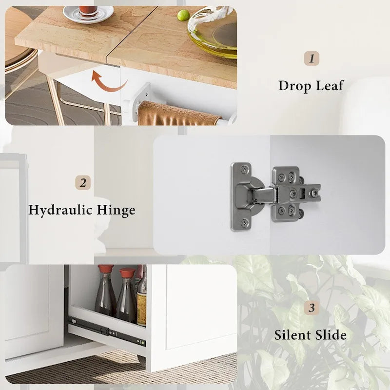 Un îlot de cuisine mobile, rangement, étagères réglables, roulettes