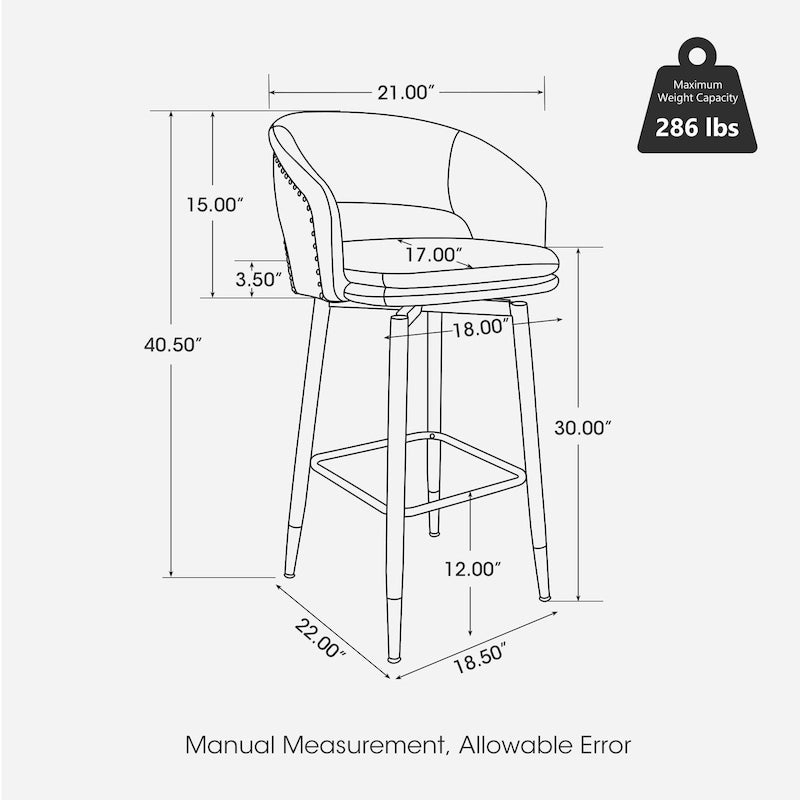 Lot de 2 tabourets de bar modernes du milieu du siècle en similicuir, hauteur 40,5 po avec clous décoratifs