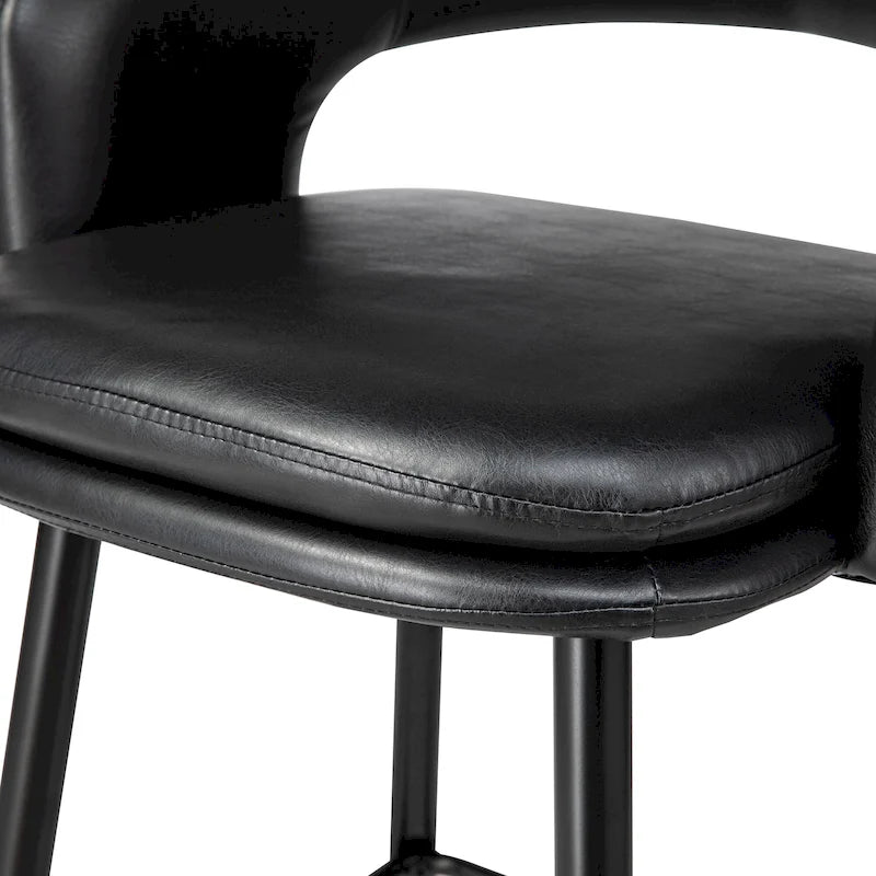 Lot de 2 tabourets de bar modernes du milieu du siècle en similicuir, hauteur 40,5 po avec clous décoratifs