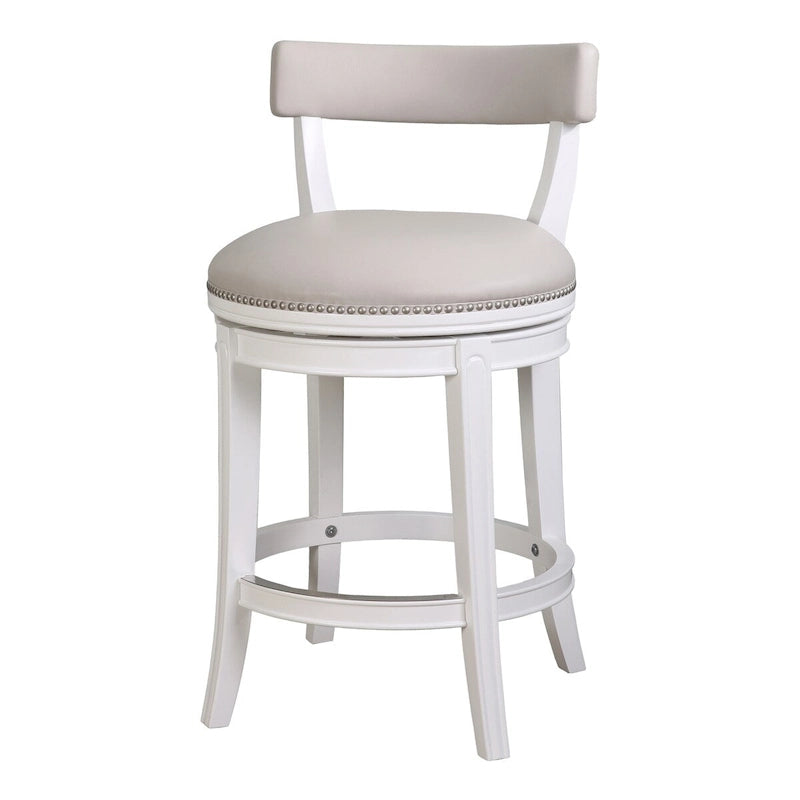 Tabouret de bar pivotant en bois avec assise et dossier rembourrés