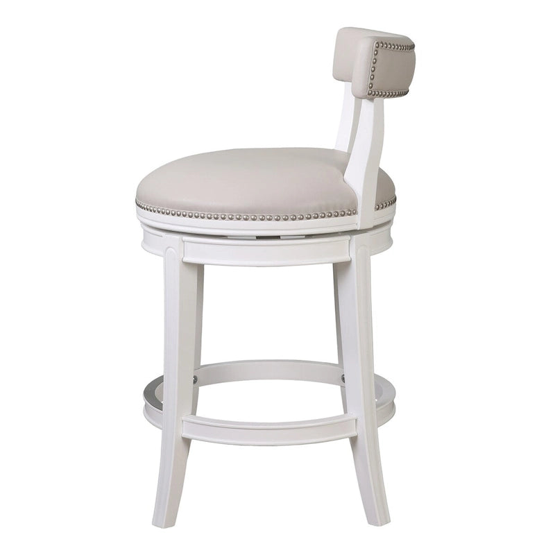 Tabouret de bar pivotant en bois avec assise et dossier rembourrés