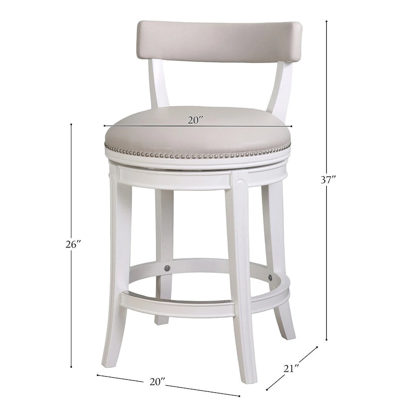 Tabouret de bar pivotant en bois avec assise et dossier rembourrés