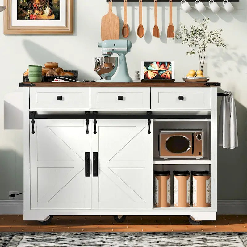 53,5Îlot de cuisine de style champêtre avec prise électrique