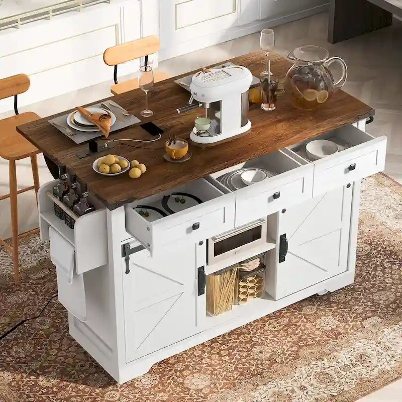 53,5Îlot de cuisine de style champêtre avec prise électrique