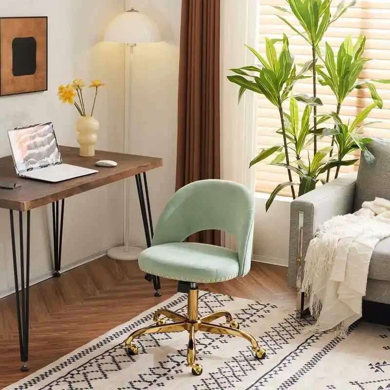 Chaise de bureau en velours Fauteuil de bureau pivotant Fauteuil moderne en tissu mignon Chaises de bureau à domicile avec roulettes