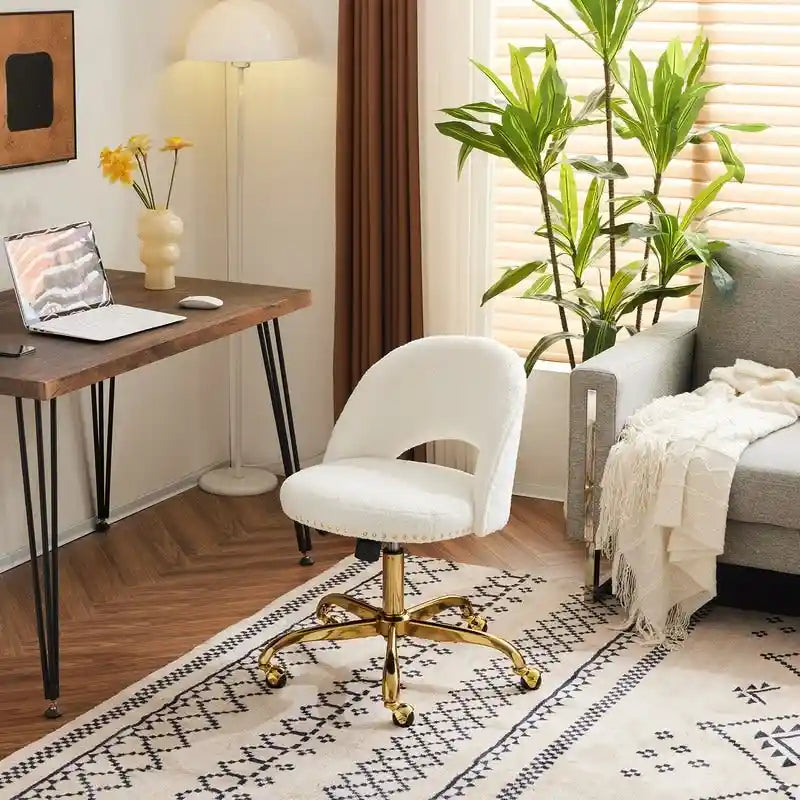 Chaise de bureau en velours Fauteuil de bureau pivotant Fauteuil moderne en tissu mignon Chaises de bureau à domicile avec roulettes