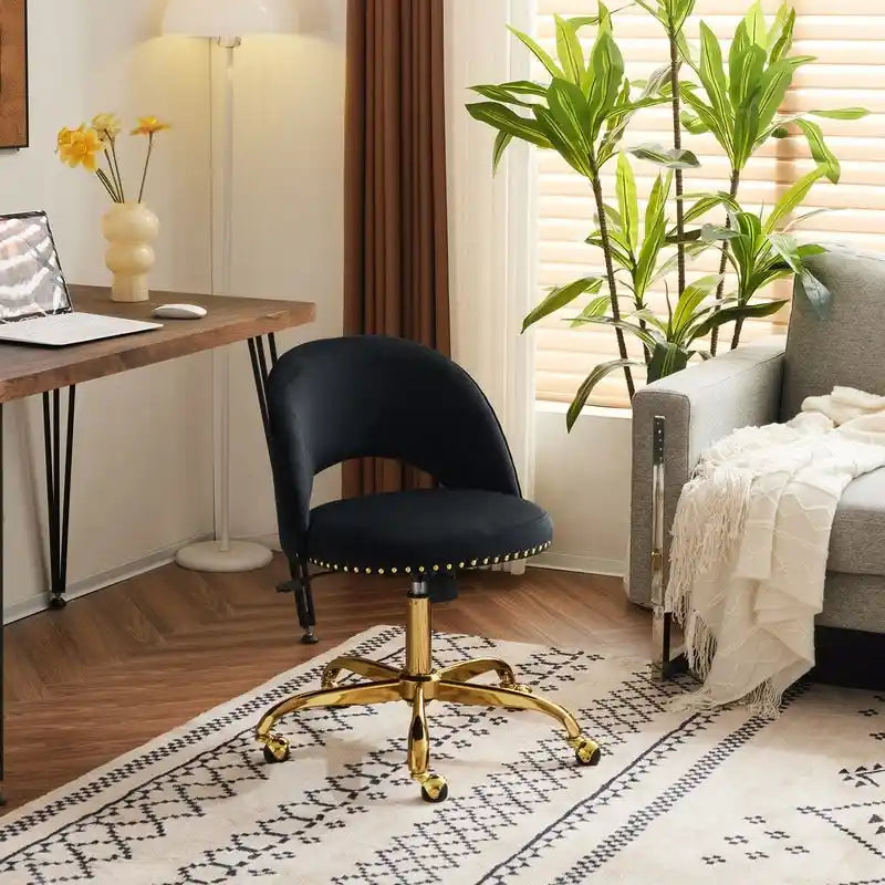 Chaise de bureau en velours Fauteuil de bureau pivotant Fauteuil moderne en tissu mignon Chaises de bureau à domicile avec roulettes