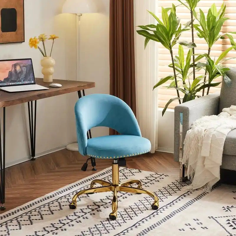Chaise de bureau en velours Fauteuil de bureau pivotant Fauteuil moderne en tissu mignon Chaises de bureau à domicile avec roulettes