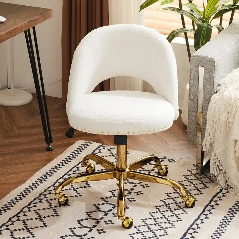 Chaise de bureau en velours Fauteuil de bureau pivotant Fauteuil moderne en tissu mignon Chaises de bureau à domicile avec roulettes
