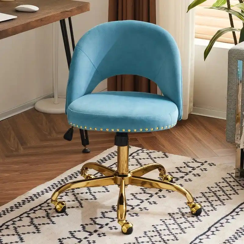 Chaise de bureau en velours Fauteuil de bureau pivotant Fauteuil moderne en tissu mignon Chaises de bureau à domicile avec roulettes