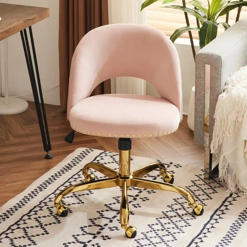 Chaise de bureau en velours Fauteuil de bureau pivotant Fauteuil moderne en tissu mignon Chaises de bureau à domicile avec roulettes