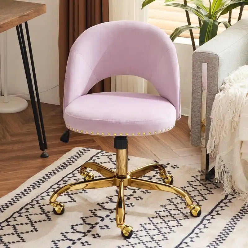 Chaise de bureau en velours Fauteuil de bureau pivotant Fauteuil moderne en tissu mignon Chaises de bureau à domicile avec roulettes