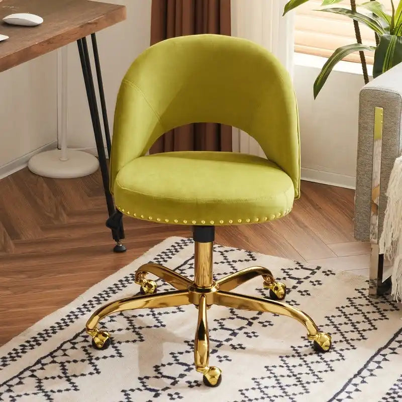 Chaise de bureau en velours Fauteuil de bureau pivotant Fauteuil moderne en tissu mignon Chaises de bureau à domicile avec roulettes