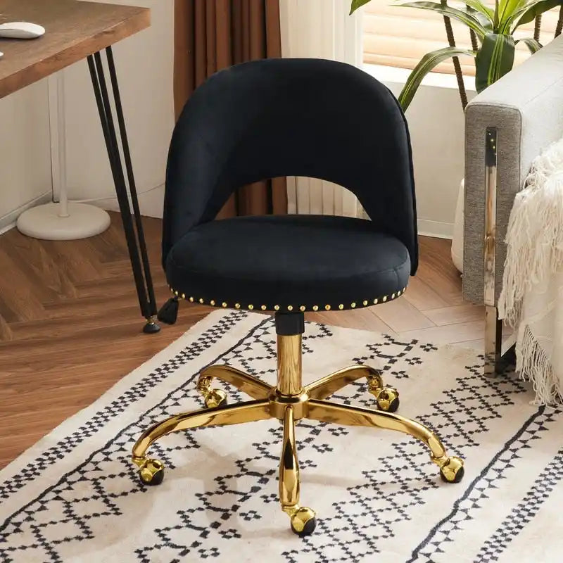 Chaise de bureau en velours Fauteuil de bureau pivotant Fauteuil moderne en tissu mignon Chaises de bureau à domicile avec roulettes