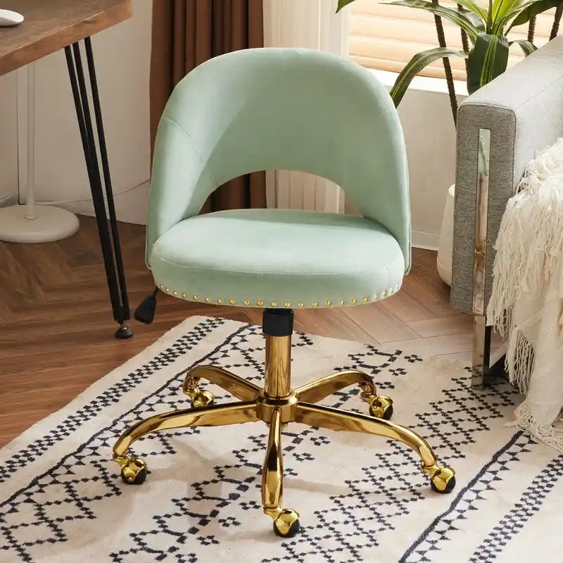 Chaise de bureau en velours Fauteuil de bureau pivotant Fauteuil moderne en tissu mignon Chaises de bureau à domicile avec roulettes