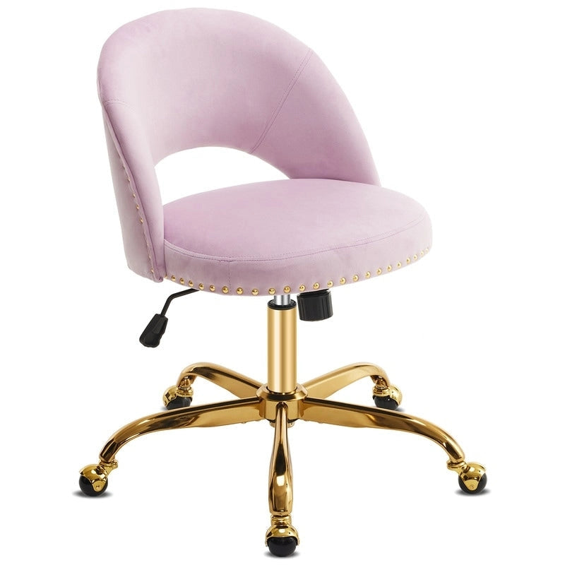 Chaise de bureau en velours Fauteuil de bureau pivotant Fauteuil moderne en tissu mignon Chaises de bureau à domicile avec roulettes