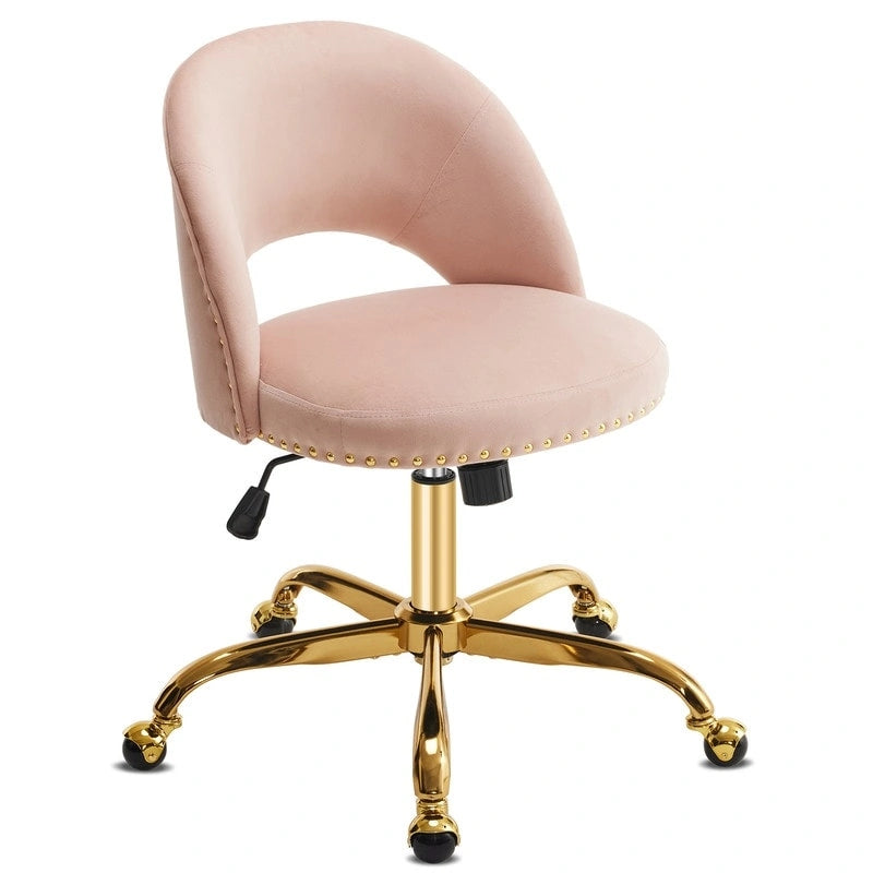 Chaise de bureau en velours Fauteuil de bureau pivotant Fauteuil moderne en tissu mignon Chaises de bureau à domicile avec roulettes